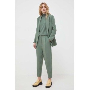 Hlače Bruuns Bazaar CindySus Dagny pants za žene, boja: zelena, uski kroj, visoki struk, BBW2393