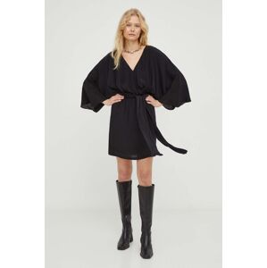 Haljina The Kooples boja: crna, mini, širi se prema dolje