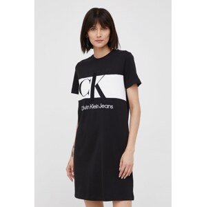 Pamučna haljina Calvin Klein Jeans boja: crna, mini, ravna