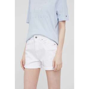 Traper kratke hlače Pepe Jeans Mary Short za žene, boja: bijela, glatki materijal, visoki struk