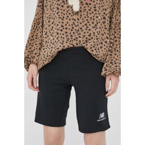 Kratke hlače New Balance za žene, boja: crna, glatki materijal, visoki struk, US21501BK-BK