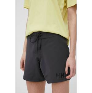 Kratke outdoor hlače Helly Hansen za žene, boja: siva, glatki materijal, visoki struk