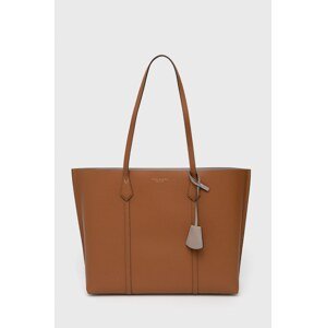 Kožna torba Tory Burch PERRY TRIPLE-COMPARTMENT boja: smeđa, 81932.905