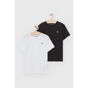 Dječja pamučna majica kratkih rukava Calvin Klein Jeans boja: crna