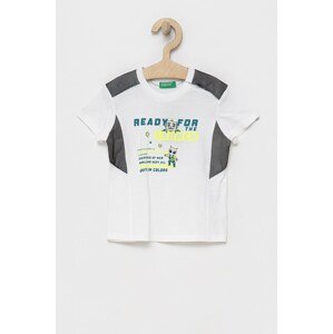 Dječja pamučna majica kratkih rukava United Colors of Benetton boja: bijela, s tiskom