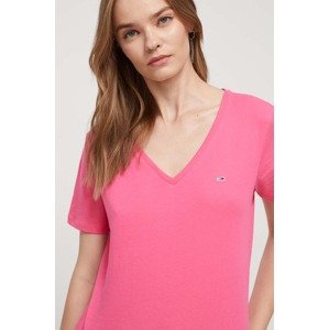 Pamučna majica Tommy Jeans boja: ružičasta, DW0DW11458
