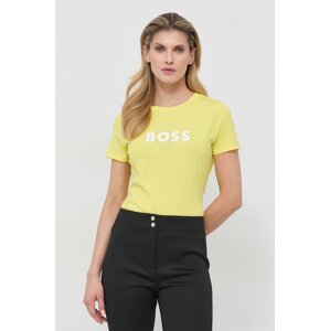 Pamučna majica BOSS boja: žuta, 50468356