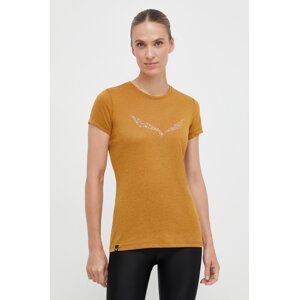 Sportska majica kratkih rukava Salewa Solidlogo Solid Dry boja: smeđa, 00-0000027019