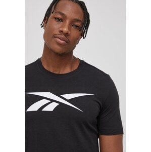 Pamučna majica Reebok boja: crna, s tiskom, HD4000.100052762