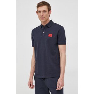 Pamučna polo majica Hugo boja: tamno plava, s aplikacijom, 50466202