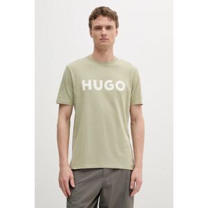 Pamučna majica HUGO za muškarce, boja: crna, s tiskom, 50467556