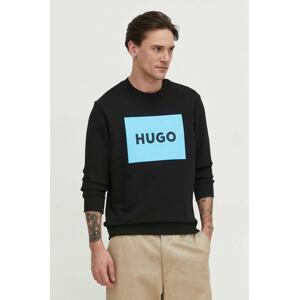 Pamučna dukserica HUGO za muškarce, boja: crna, s tiskom, 50467944