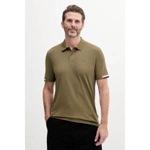 Pamučna polo majica BOSS boja: zelena, bez uzorka