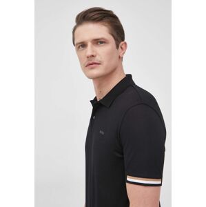 Pamučna polo majica BOSS boja: crna, jednobojni model, 50467113