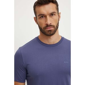 Pamučna majica BOSS za muškarce, boja: tamno plava, bez uzorka, 50468347