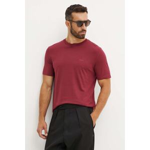 Pamučna majica BOSS za muškarce, boja: bordo, bez uzorka, 50468347