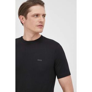 Pamučna majica BOSS za muškarce, boja: crna, bez uzorka, 50468347