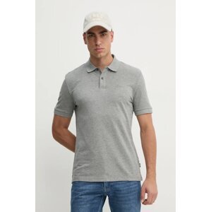 Pamučna polo majica BOSS boja: siva, bez uzorka, 50468362