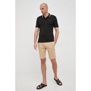 Pamučna polo majica BOSS boja: crna, bez uzorka, 50469360