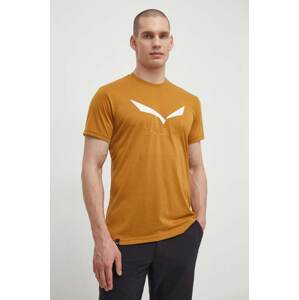 Sportska majica kratkih rukava Salewa Solidlogo Dry boja: smeđa, s tiskom, 00-0000027018
