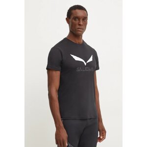 Sportska majica kratkih rukava Salewa Solidlogo boja: crna, s tiskom