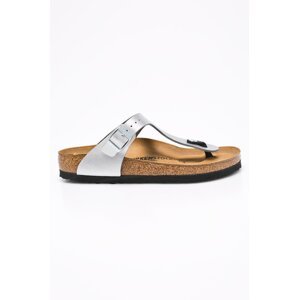 Japanke Birkenstock Gizeh za žene, boja: srebrna, ravni potplat