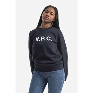 Pamučna dukserica A.P.C. Sweat Viva za žene, boja: tamno plava, s tiskom