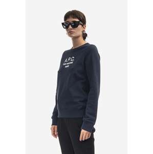 Pamučna dukserica A.P.C. Sweat Tina za žene, boja: tamno plava, s aplikacijom, COEZD.F27561-MARINE
