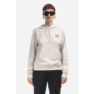 Pamučna dukserica A.P.C. Hoodie Manuela za žene, boja: bež, s kapuljačom, s aplikacijom, COEZD-F27760