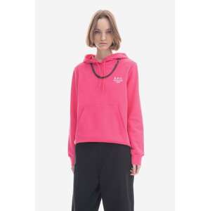 Pamučna dukserica A.P.C. Hoodie Manuela za žene, boja: ružičasta, s kapuljačom, s aplikacijom, COEZD-F27760 BRIGHT PINK