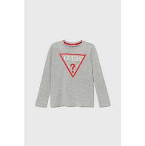 Dječja pamučna majica dugih rukava Guess boja: siva, s tiskom, L84I29 K8HM0