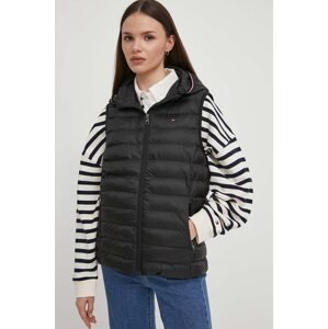Prsluk Tommy Hilfiger za žene, boja: crna, za prijelazno razdoblje, WW0WW42051