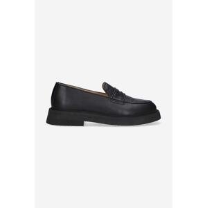 Kožne mokasinke A.P.C. Mocassins Gael za žene, boja: crna, ravni potplat, PXBAA-F53276 BLACK