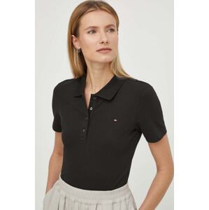Polo majica Tommy Hilfiger za žene, boja: crna, WW0WW42047
