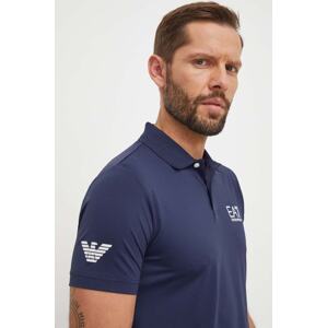 Polo majica EA7 Emporio Armani za muškarce, boja: tamno plava, s tiskom