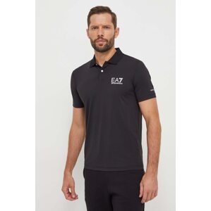 Polo majica EA7 Emporio Armani za muškarce, boja: crna, s tiskom