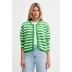 Kardigan s primjesom vune American Vintage GILET ML COL ROND boja: zelena, VITO19E