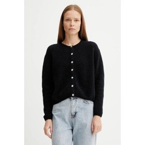 Vuneni kardigan American Vintage GILET ML COL ROND boja: siva, VITO19E