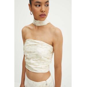 Top Rotate Satin Crop Scarf Top boja: bež, s uzorkom, 1128432986
