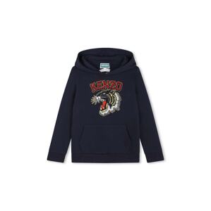 Dječja pamučna dukserica Kenzo Kids boja: tamno plava, s kapuljačom, s tiskom, K60767