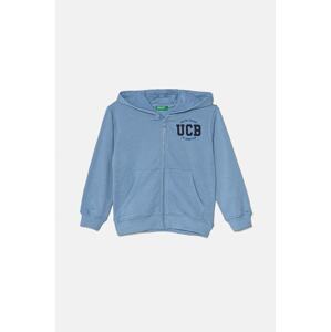 Dječja pamučna dukserica United Colors of Benetton s kapuljačom, s uzorkom, 3J68G5034