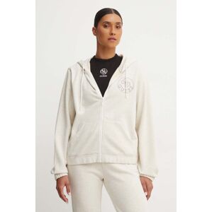 Dukserica Guess NOÉMIE za žene, boja: bež, s kapuljačom, melanž, V4YQ04 KC3D2