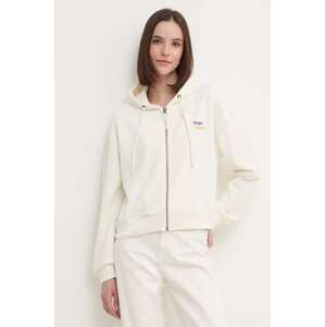 Dukserica Pepe Jeans EDNA za žene, boja: bež, s kapuljačom, s tiskom, PL581445