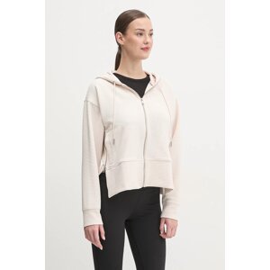 Dukserica Dkny za žene, boja: bež, s kapuljačom, bez uzorka, DP4J9312