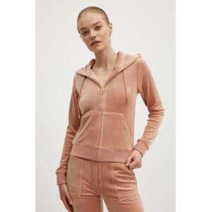 Dukserica od velura Juicy Couture ROBERTSON GOLD boja: bež, s kapuljačom, bez uzorka, JCAP176G