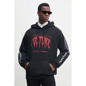 Pamučna dukserica Versace Jeans Couture za muškarce, boja: crna, s kapuljačom, s tiskom, 77GAIE00 CF02E
