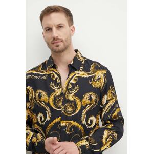 Košulja Versace Jeans Couture za muškarce, boja: crna, regular, s klasičnim ovratnikom, 77GAL2R0 NS508