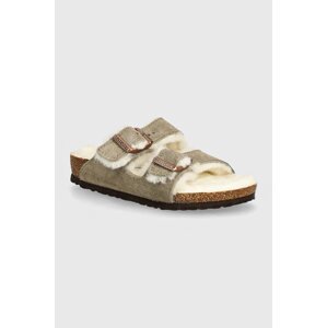 Dječje natikače od brušene kože Birkenstock Arizona Shearling boja: bež, 1028689