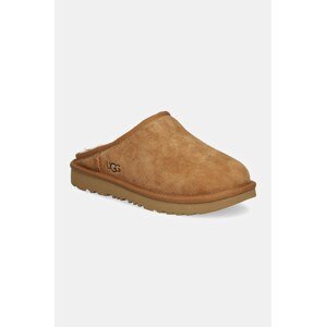 Dječje kućne papuče od brušene kože UGG KIDS' CLASSIC SLIP-ON boja: smeđa, 1161030K
