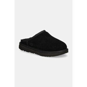 Dječje kućne papuče od brušene kože UGG KIDS' CLASSIC SLIP-ON boja: crna, 1161030K